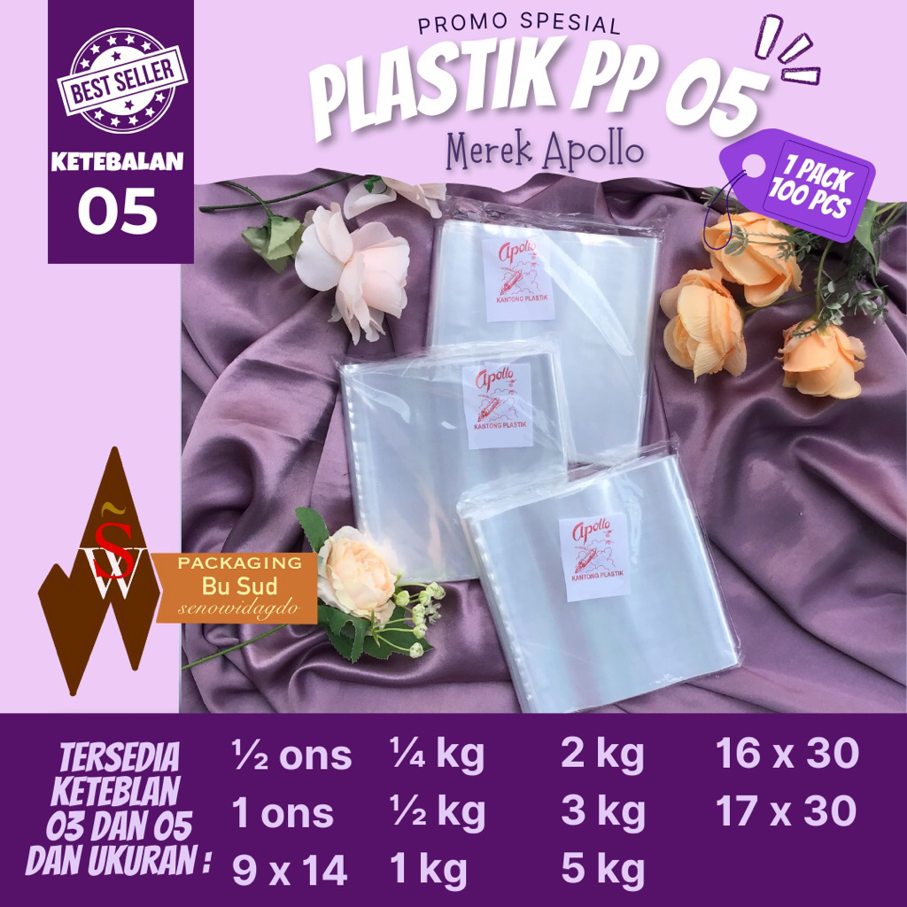 plastik pp tebal 05 tebal kuat bening 12x20 (1/2kg) plastik packing kripik / plastik promo shopee