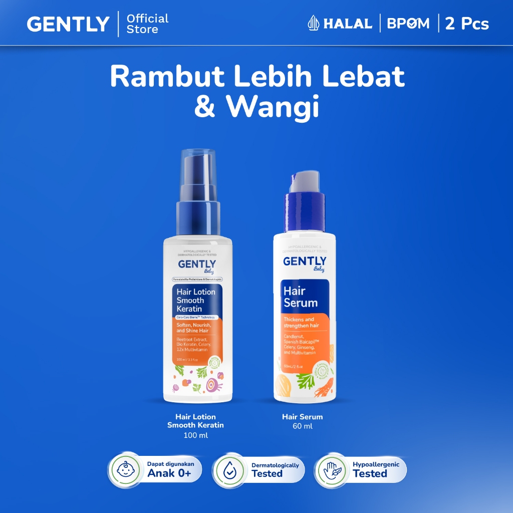 GENTLY Baby Fresh and Thick | Paket Hair Lotion Smooth Keratin 100 ml Lotion Rambut Anak Tebal, Halu
