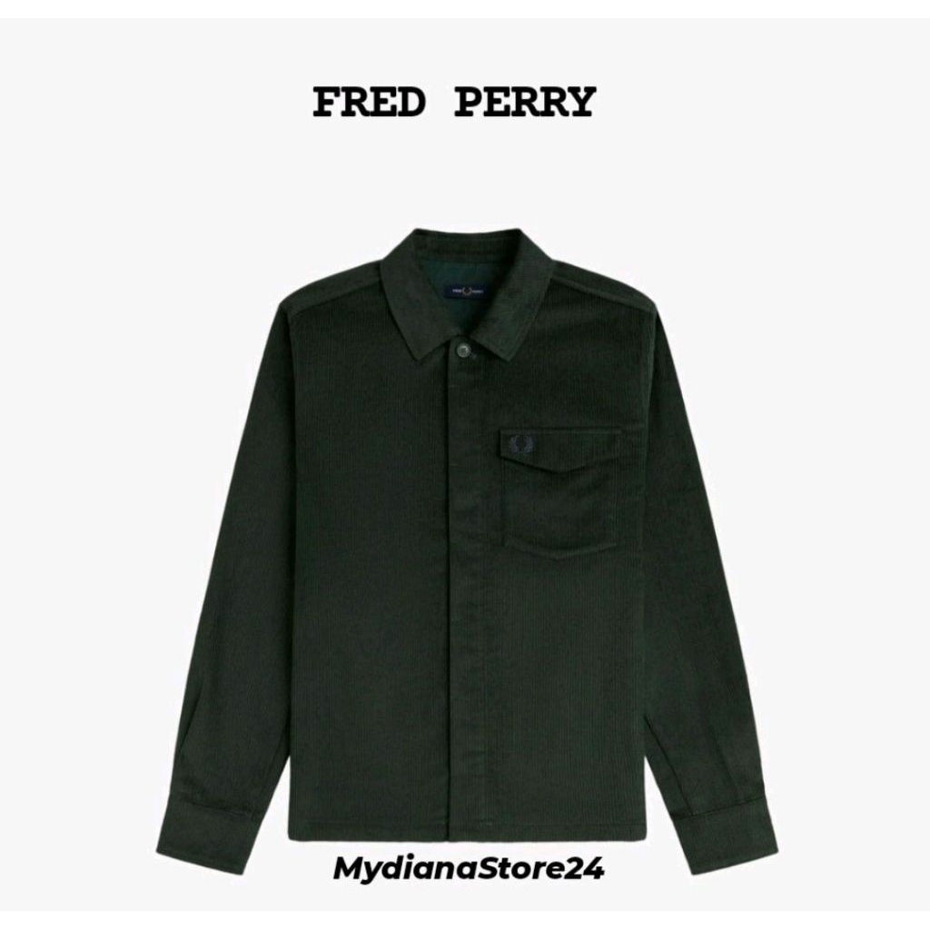 FRED PERRY - FRED PERRY CORDUROY OVERSHIRT - COURT GREEN