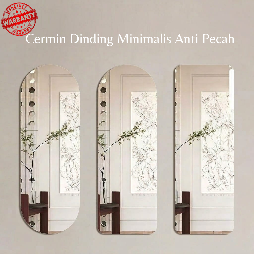 Simple & Pure - Cermin Acrylic Aesthetik Fullbody Anti Pecah Tinggal Tempel Full Perekat - Cermin Di