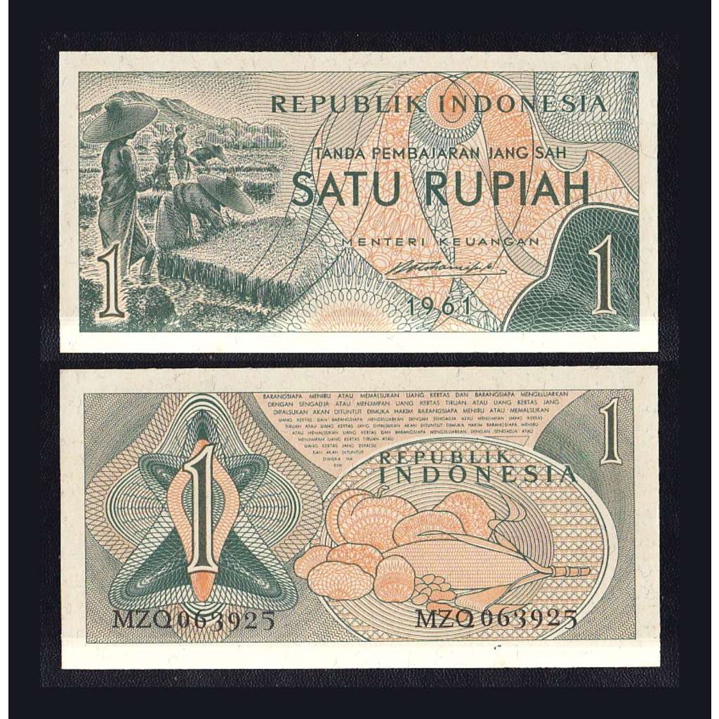 Uang kuno 1 rupiah  tahun 1961 Seri Sandang Pangan