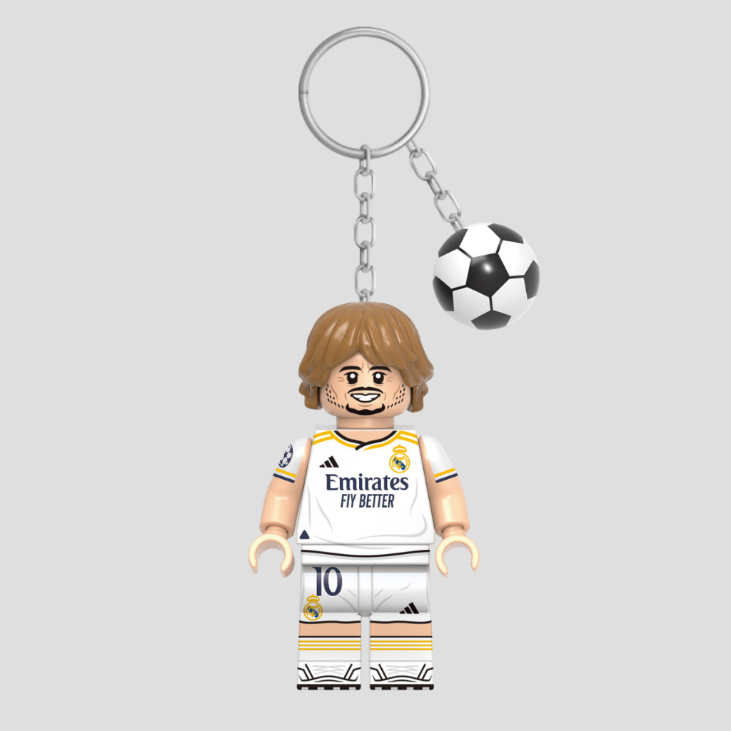Luka Modric Real Madrid LEGO Style Keychain Mini Figure Soccer Player Collectible Fans Merchandise