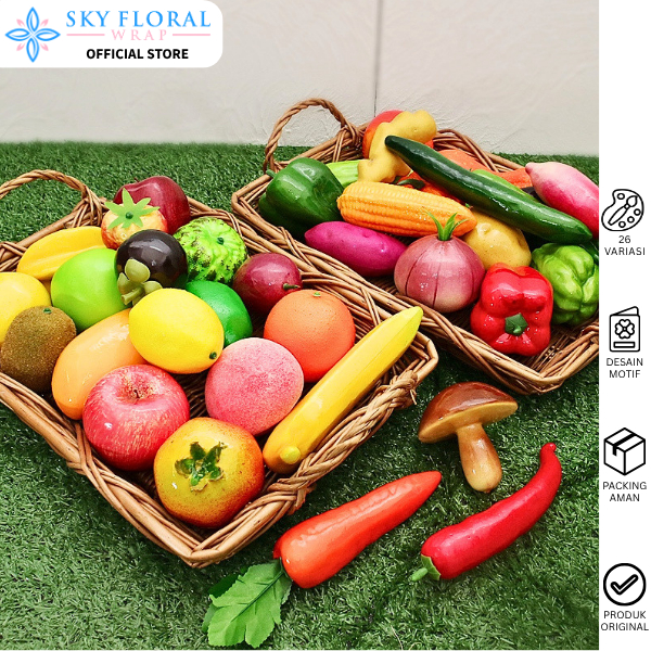 Buah Hias Pajangan Buah-Buahan Palsu Replika Belimbing Delima Jeruk Apel Lemon Pear U31
