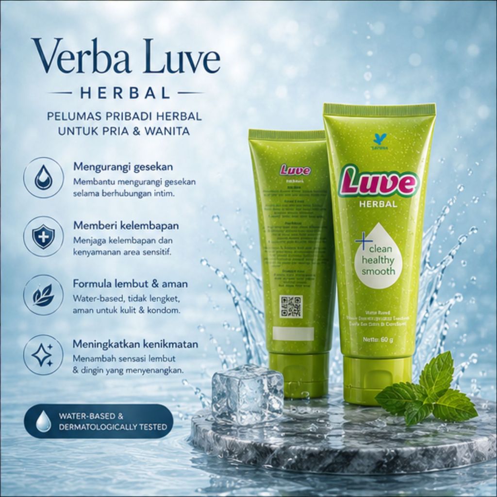 Verba LUVE Original BPOM Pelumas Premium Aloe Vera Nyaman Lembut Clean Untuk Pria & Wanita