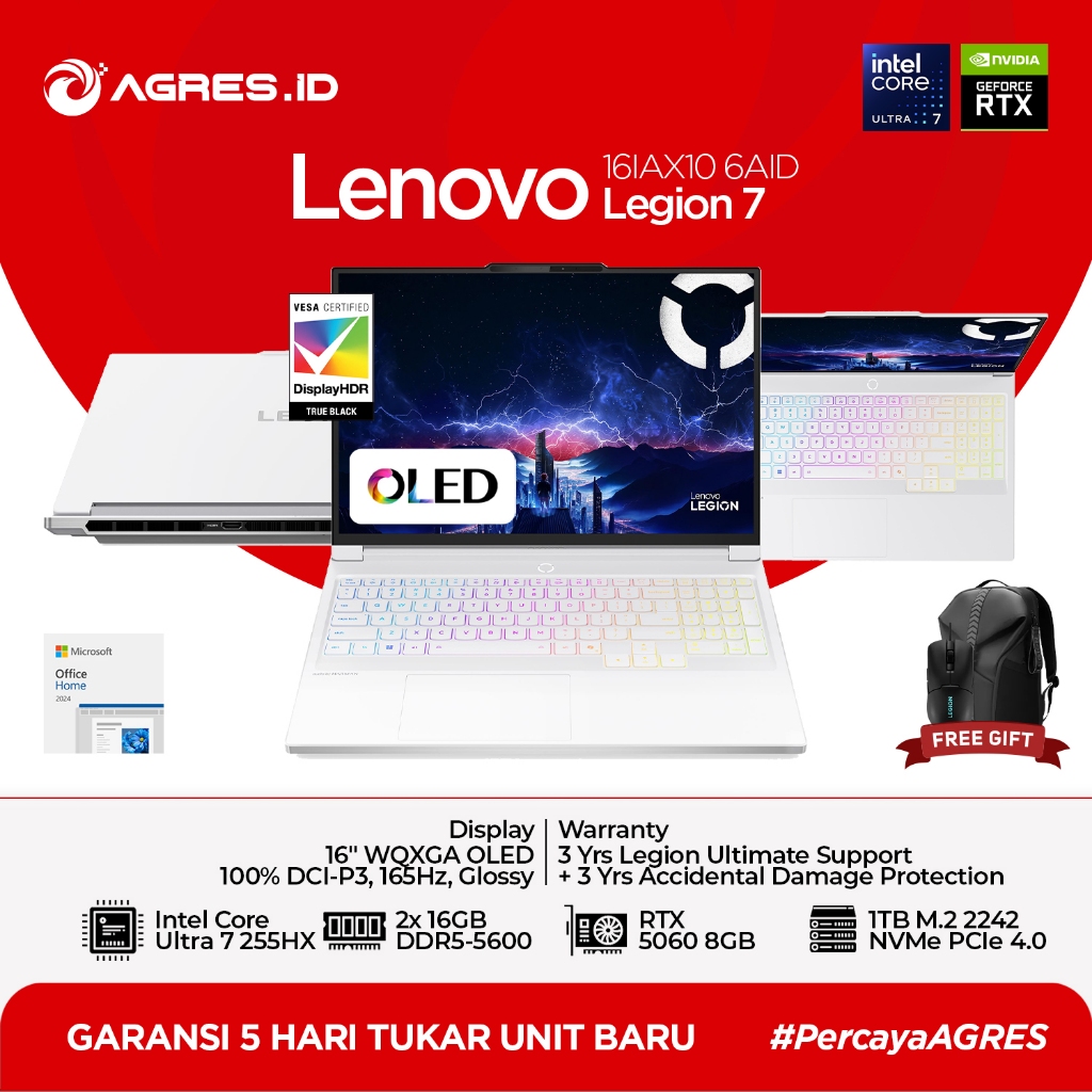 Lenovo Legion 7i 16IAX10 RTX5060 | Ultra 7 255HX 32GB 1TBB RTX5060 16.0 WQXGA 165HZ W11+OHS