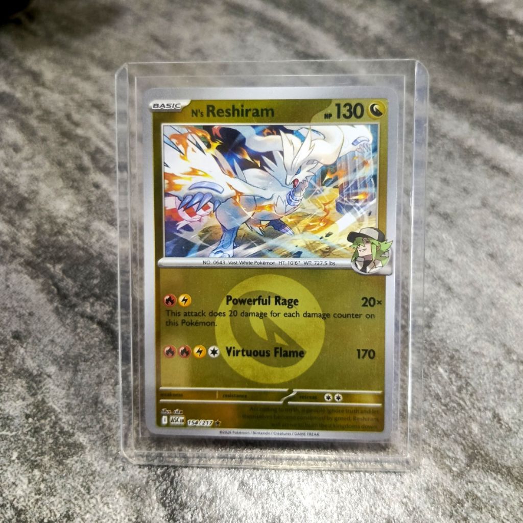 reshiram English Legendary holo mirror pattern elemen | kartu pokemon TCG asli original english dapa