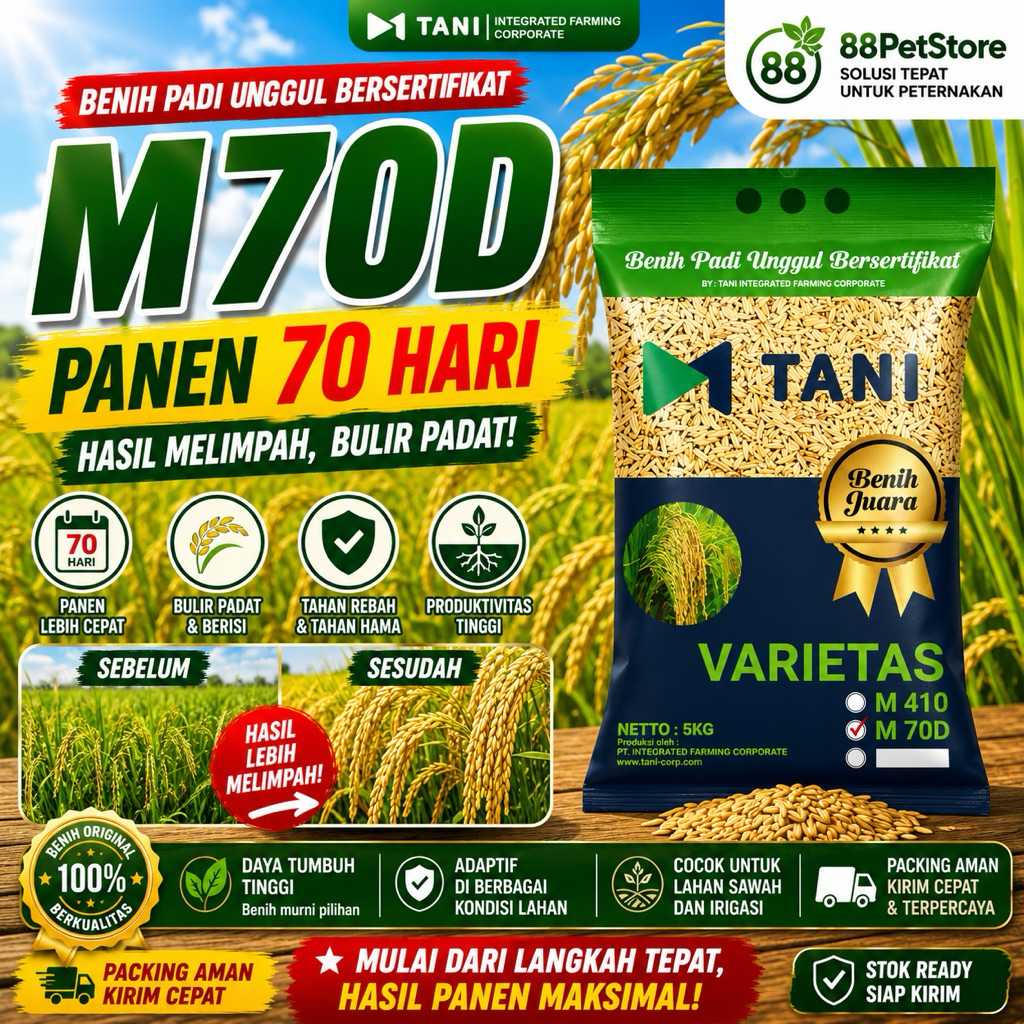 BENIH PADI M-TANI M70D 5KG - Benih padi genjah 70 hari panen