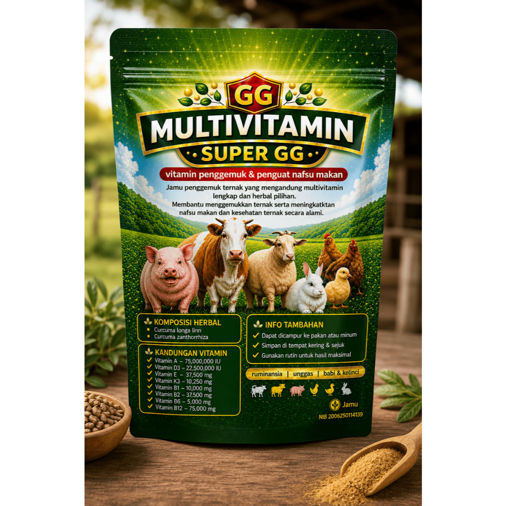 Multivitamin Ternak Super GG Vitamin Penggemuk Ternak Nafsu makan Ternak
