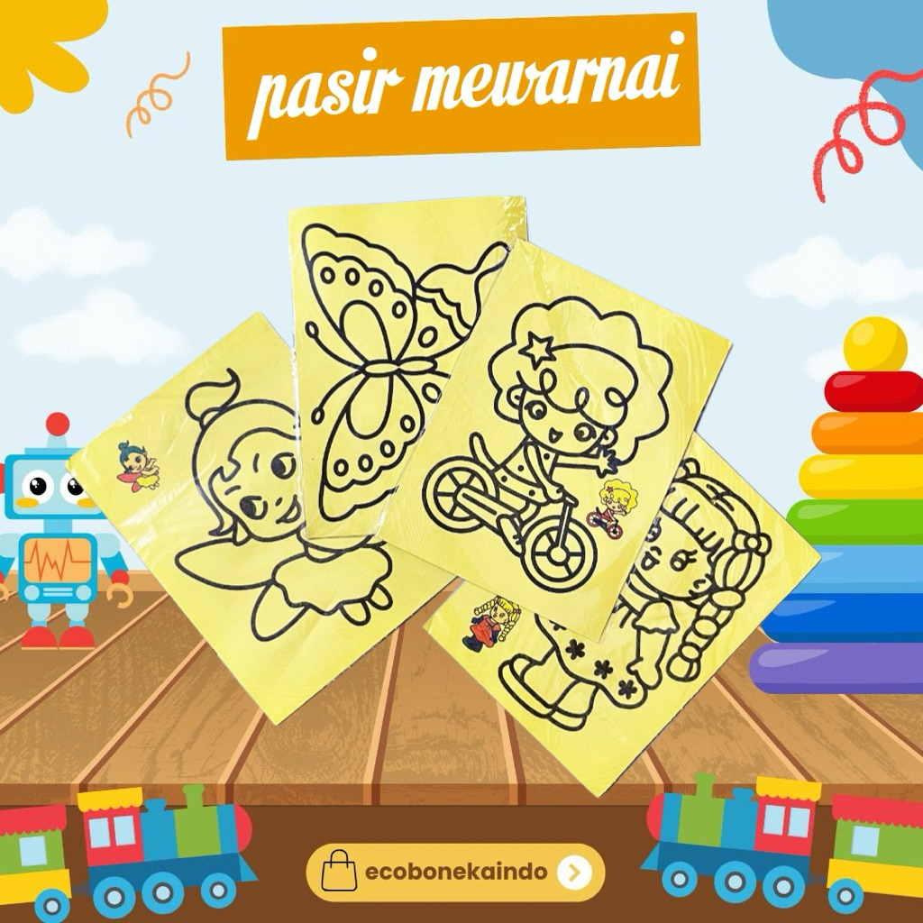 Kertas mewarnai per pcs melukis pasir ukuran sedang mainan mewarnai pasir pasiran edukasi anak kerta