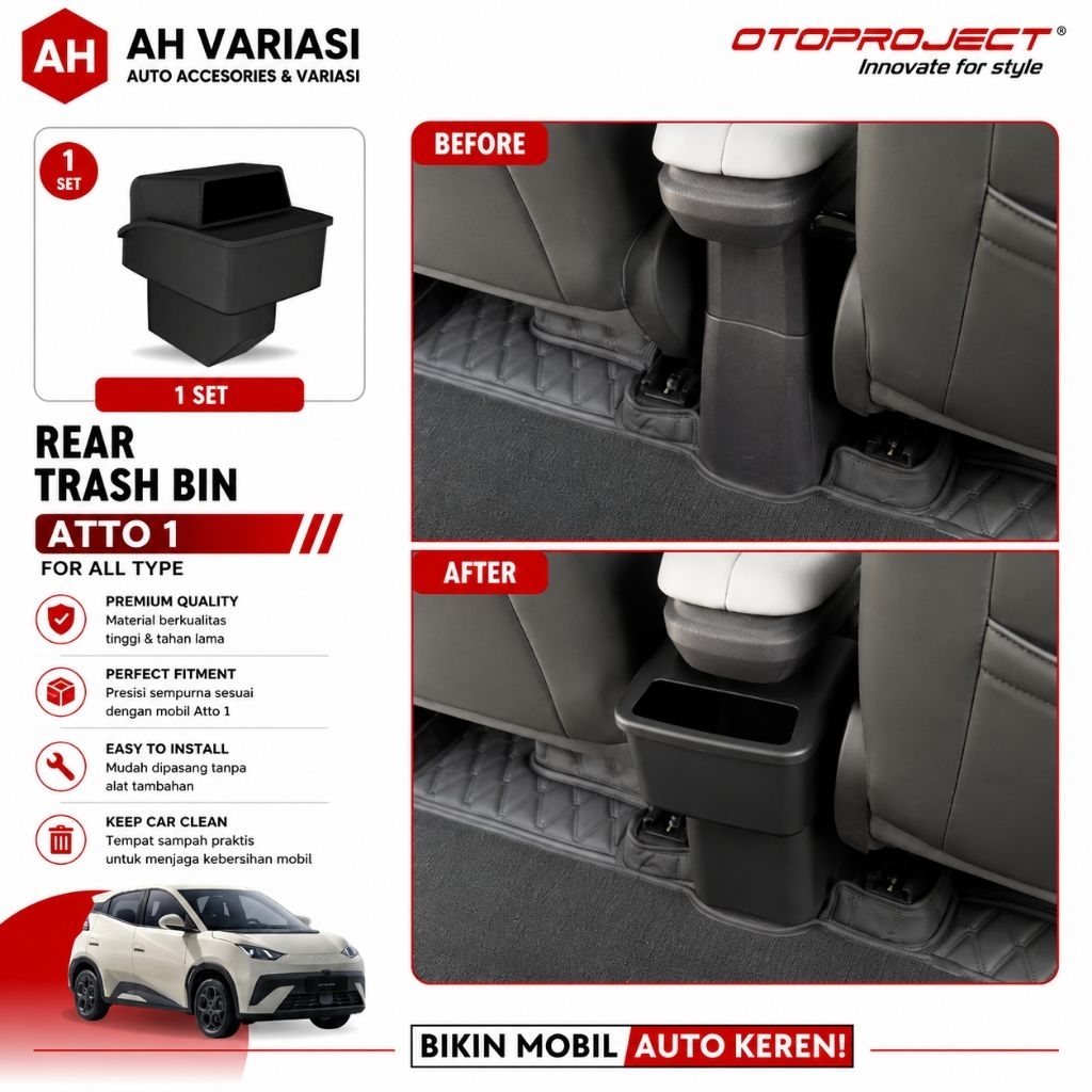 Otoproject Rear Trash Bin BYD Atto 1 - Tempat Sampah Premium Khusus BYD Atto 1