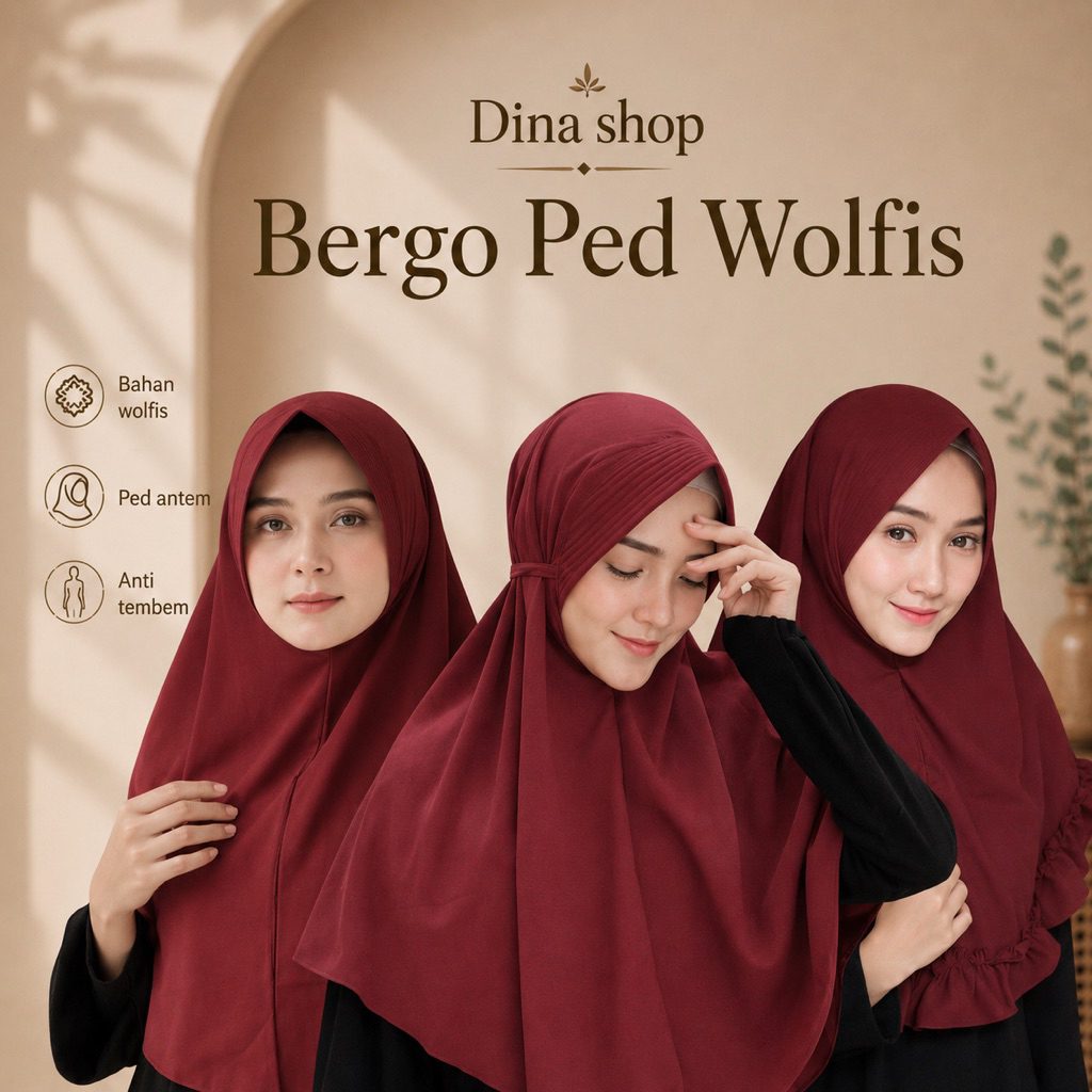 Khimar Instan Rempel Kriwil Wolfis Premium Hijab Pet Antem