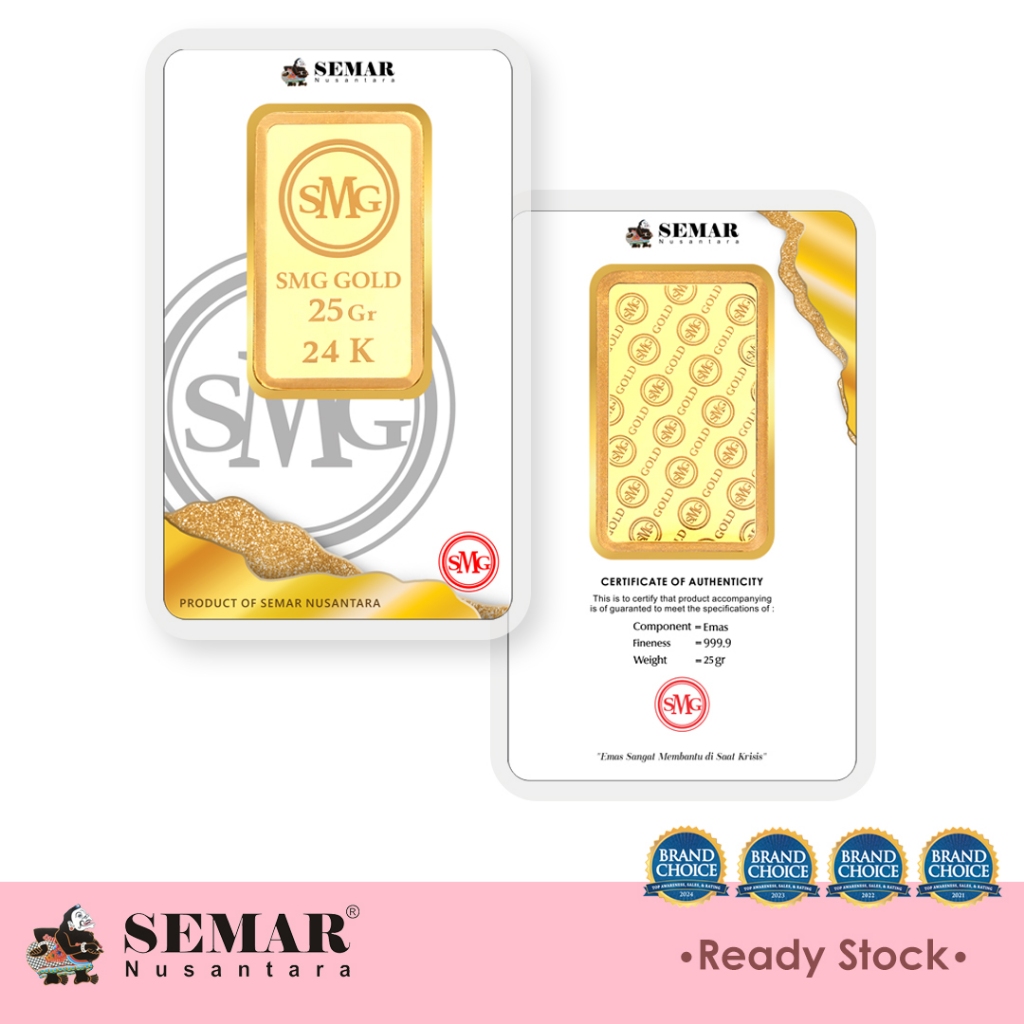 Logam Mulia SMG Gold Press 25gram Emas Batangan Semar Nusantara
