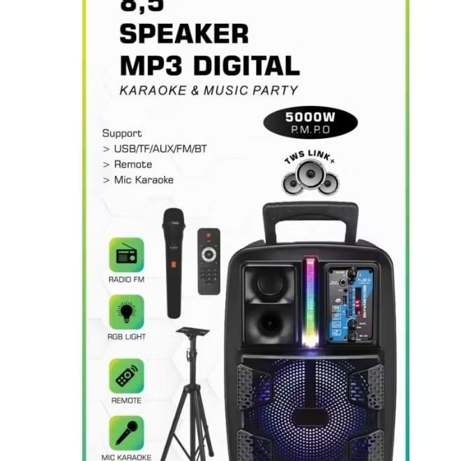 SPEAKER BLUETOOTH FLECO KARAOKE 8809 + STAND SPEAKER