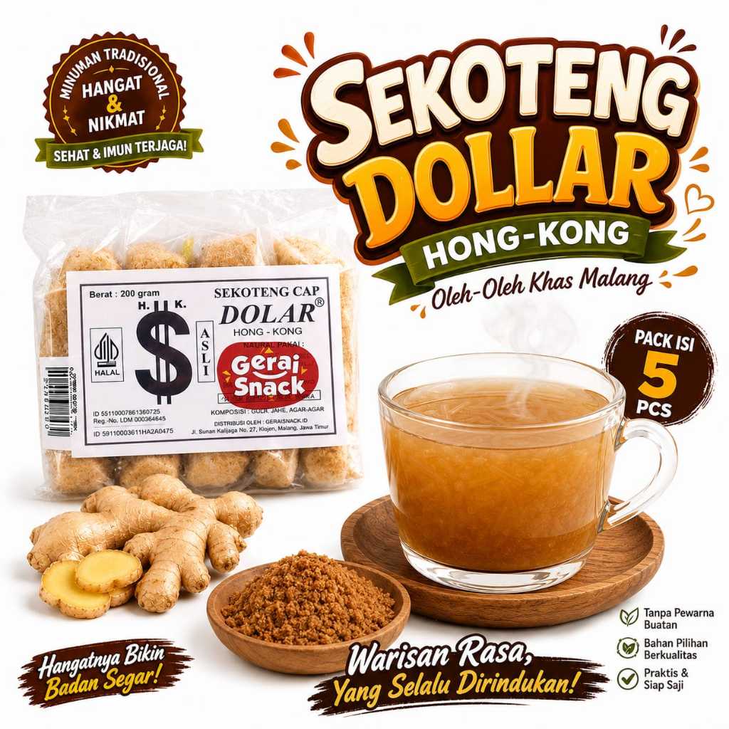 Sekoteng Cap Dollar Hong-Kong Isi 5pcs Minuman Jahe Tradisional Oleh2 Malang