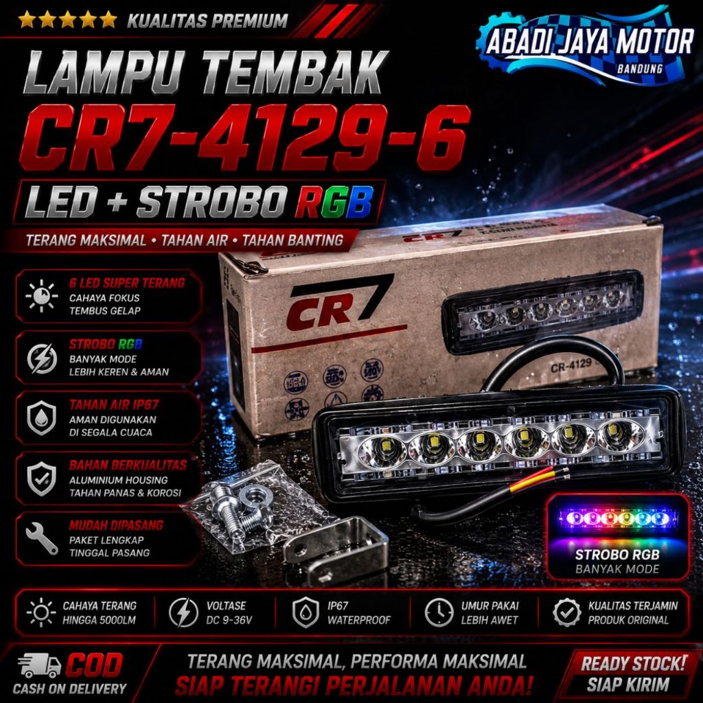 Lampu Sorot Lampu Tembak CR7 4129-6 LED+Strobo RGB