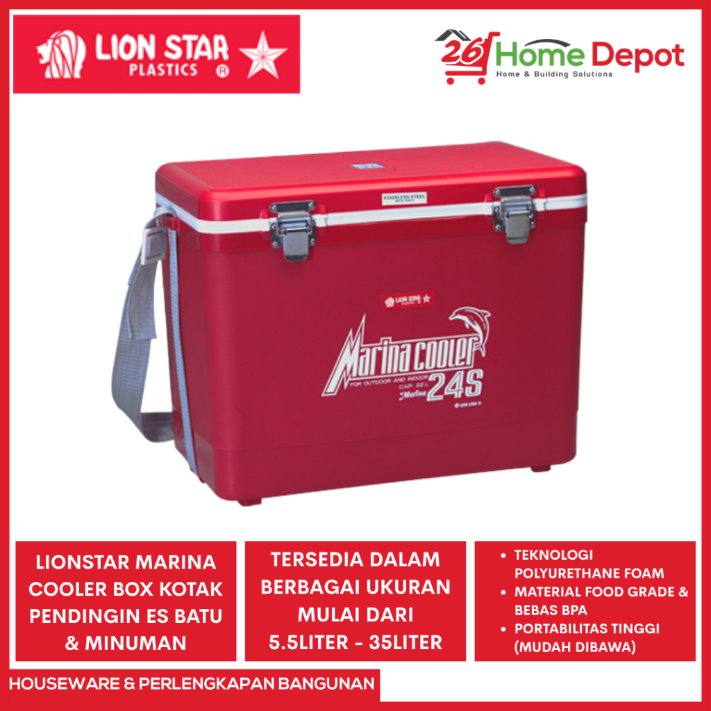 LION STAR Marina Cooler Box - Kotak Pendingin Es Batu & Minuman - Termos Es Lion Star Original