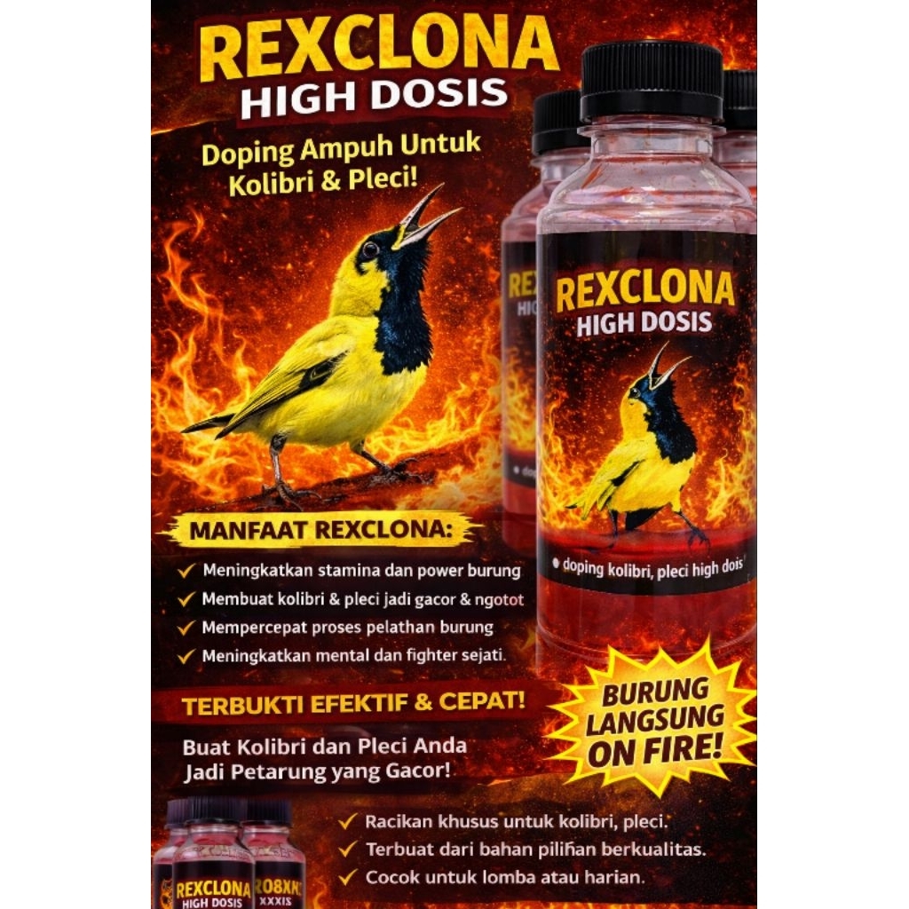 [PROMO]  REXCLONA BOOSTER DOPING PLECI DOPING KOLIBRI DOSIS TINGGI  || UNTUK KOLIBRI,PLECI,CUCAK IJO