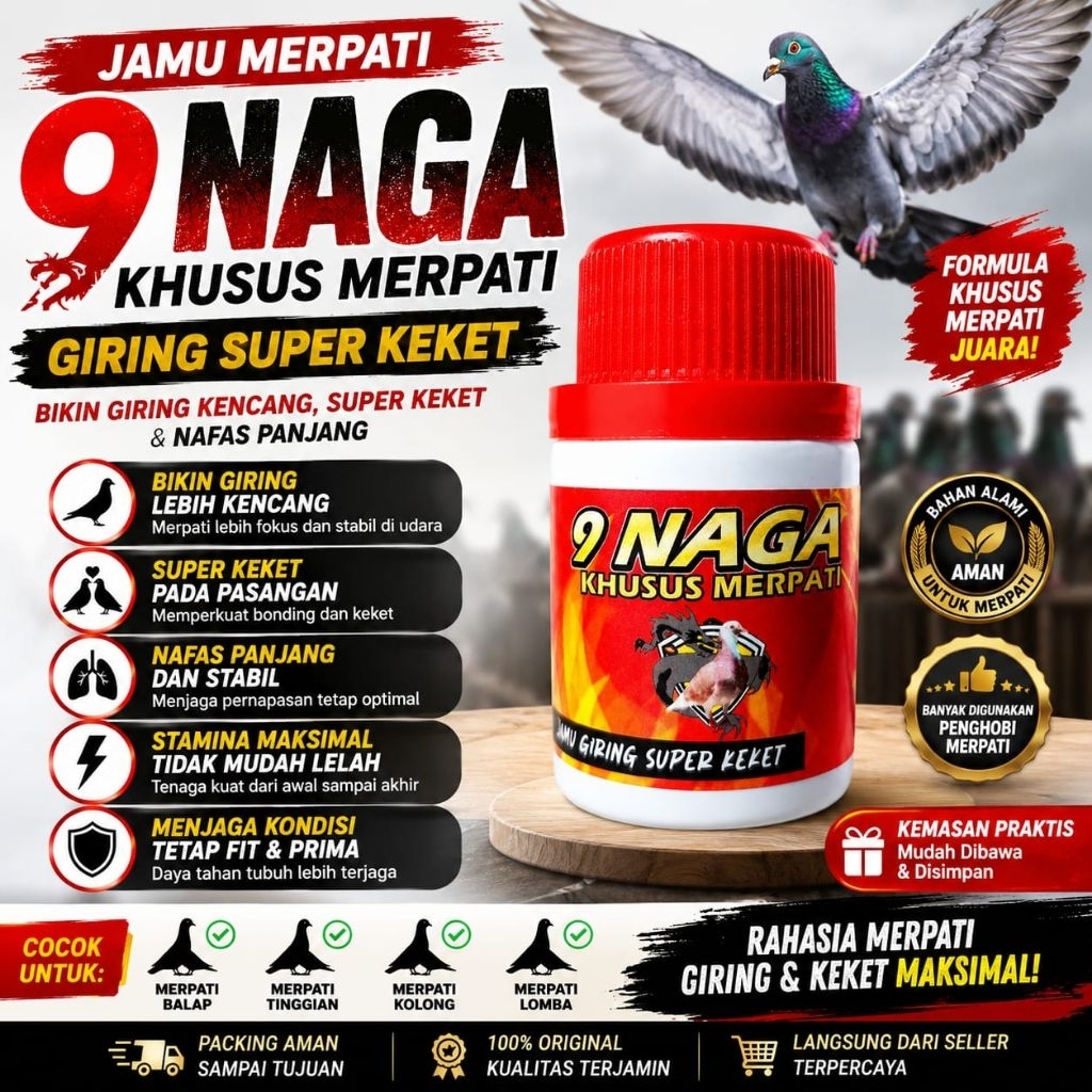 Jamu Merpati 9 Naga Giring Super Keket - Obat Merpati Biar Giring Kencang, Keket, Nafas Panjang & St