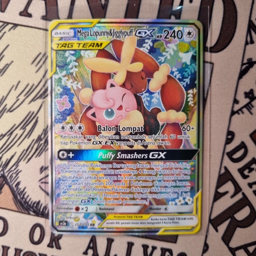 Mega Lopunny Jigglypuff GX SR AA Indo TCG Pokemon Tag Team