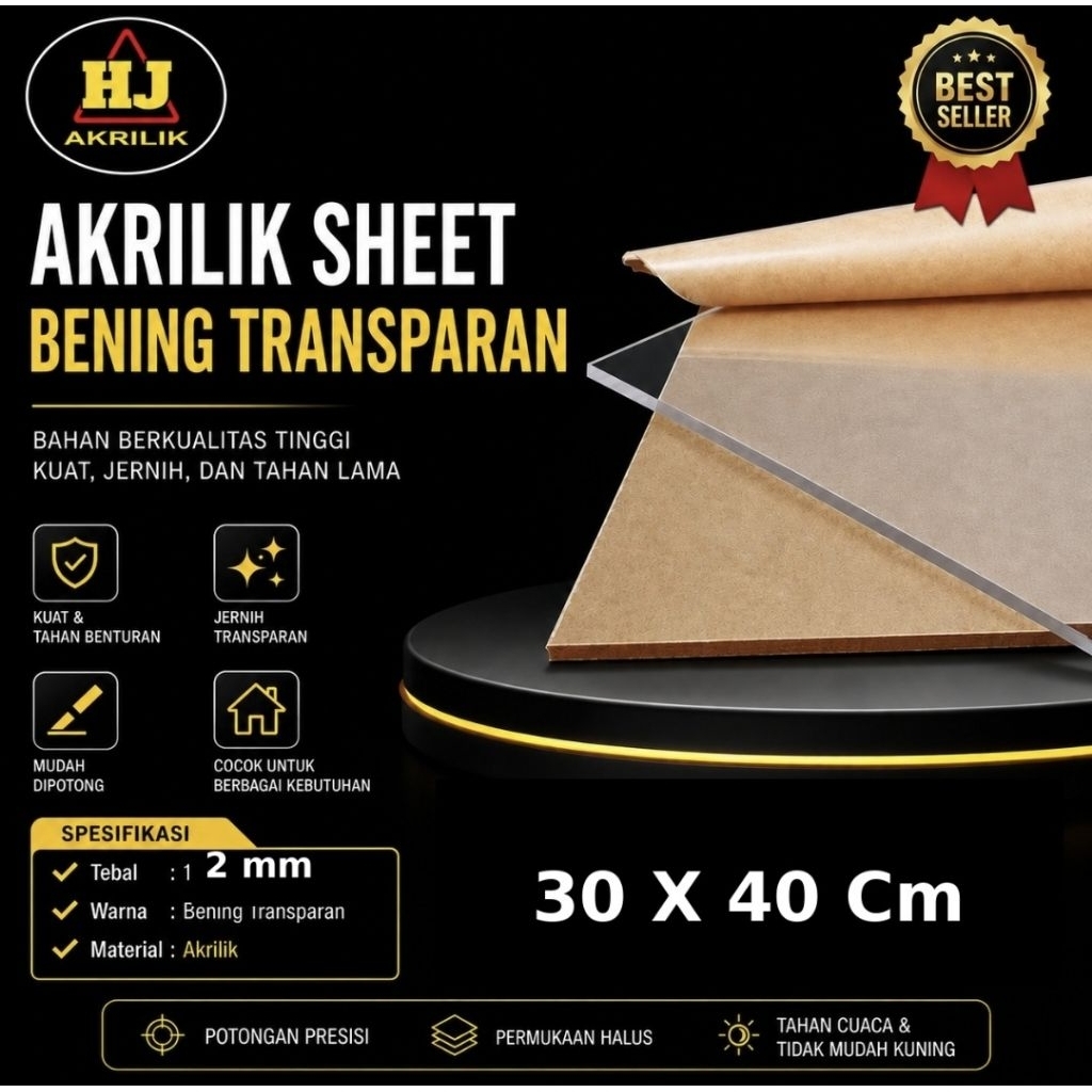Akrilik 2mm Bening 30 X 40 Cm Akrilik Lembaran