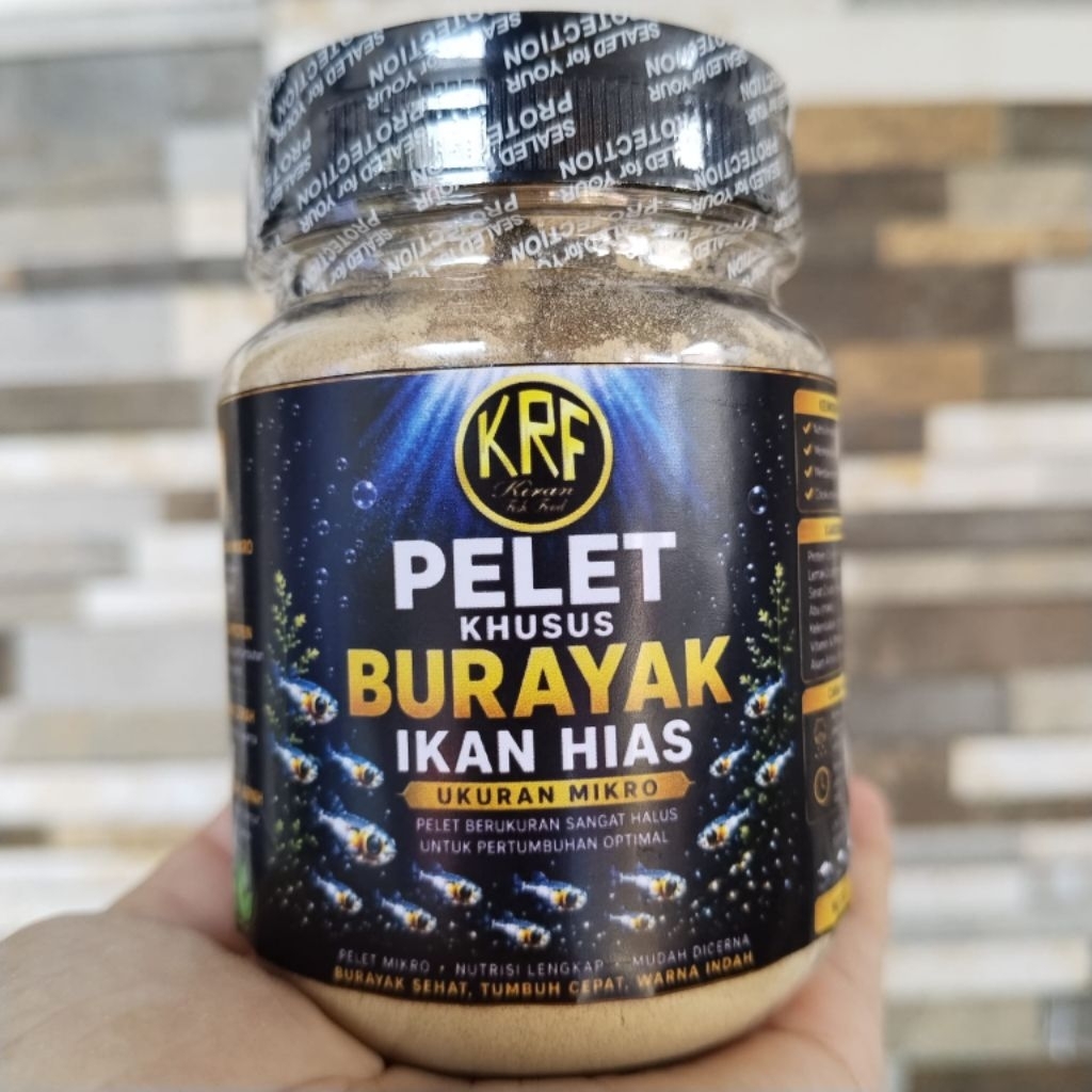 KRF PAKAN PELET HUSUS BURAYAK IKAN HIAS GUPPY, MOLLY,CUPANG, KOI, NILA DLL