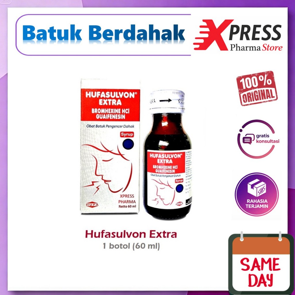 XPRESS  HUFASULVON EXTRA SYRUP botol isi 60 ml Ekstra Obat Batuk Berdahak Pengencer Dahak Hufasulfon