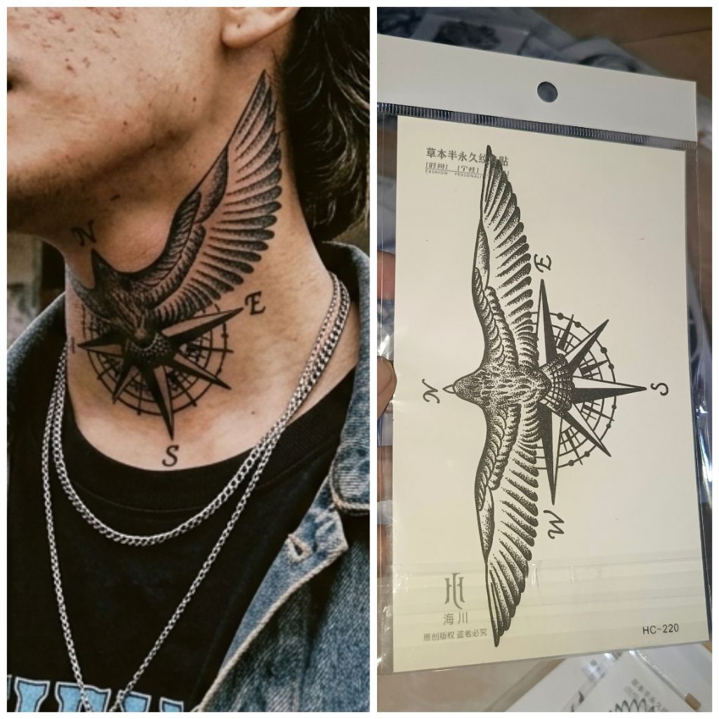 tatto sayap tatto leher tahan air tato temporer