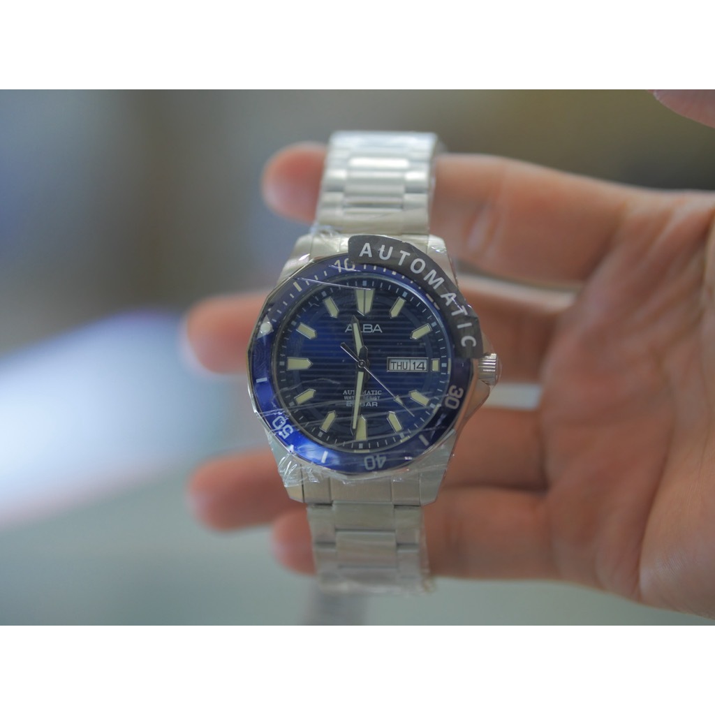 Jam Tangan Alba Pria Automatic AL4453X1 Pepsi Blue Dial Stainless Steel