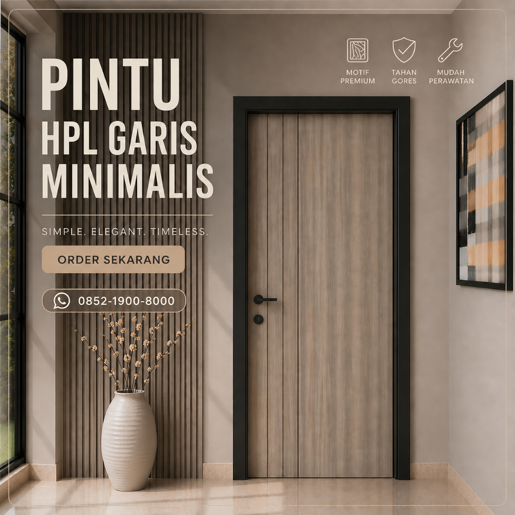 Pintu Rumah HPL Garis Minimalis - Termasuk Pasang