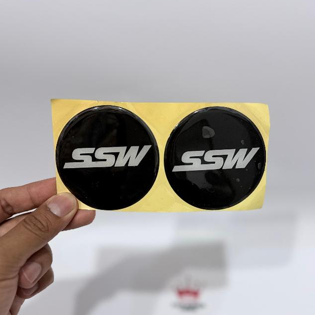 Stiker Emblem Dop Velg SSW hitam putih / Stiker Timbul Logo SSW Dop Velg Mobil Kuat Anti Luntur