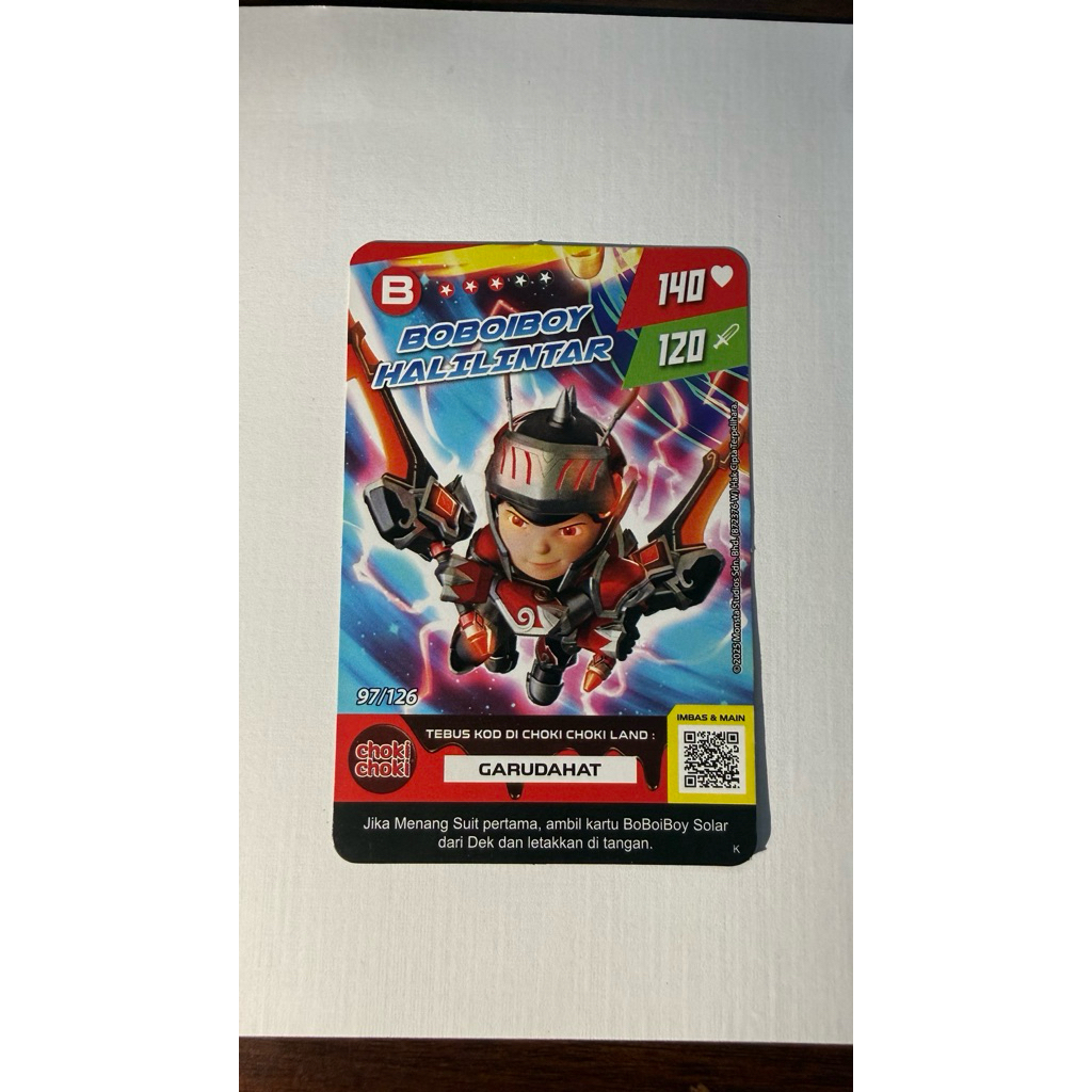 Kartu Boboiboy Halilintar (Choki Choki)