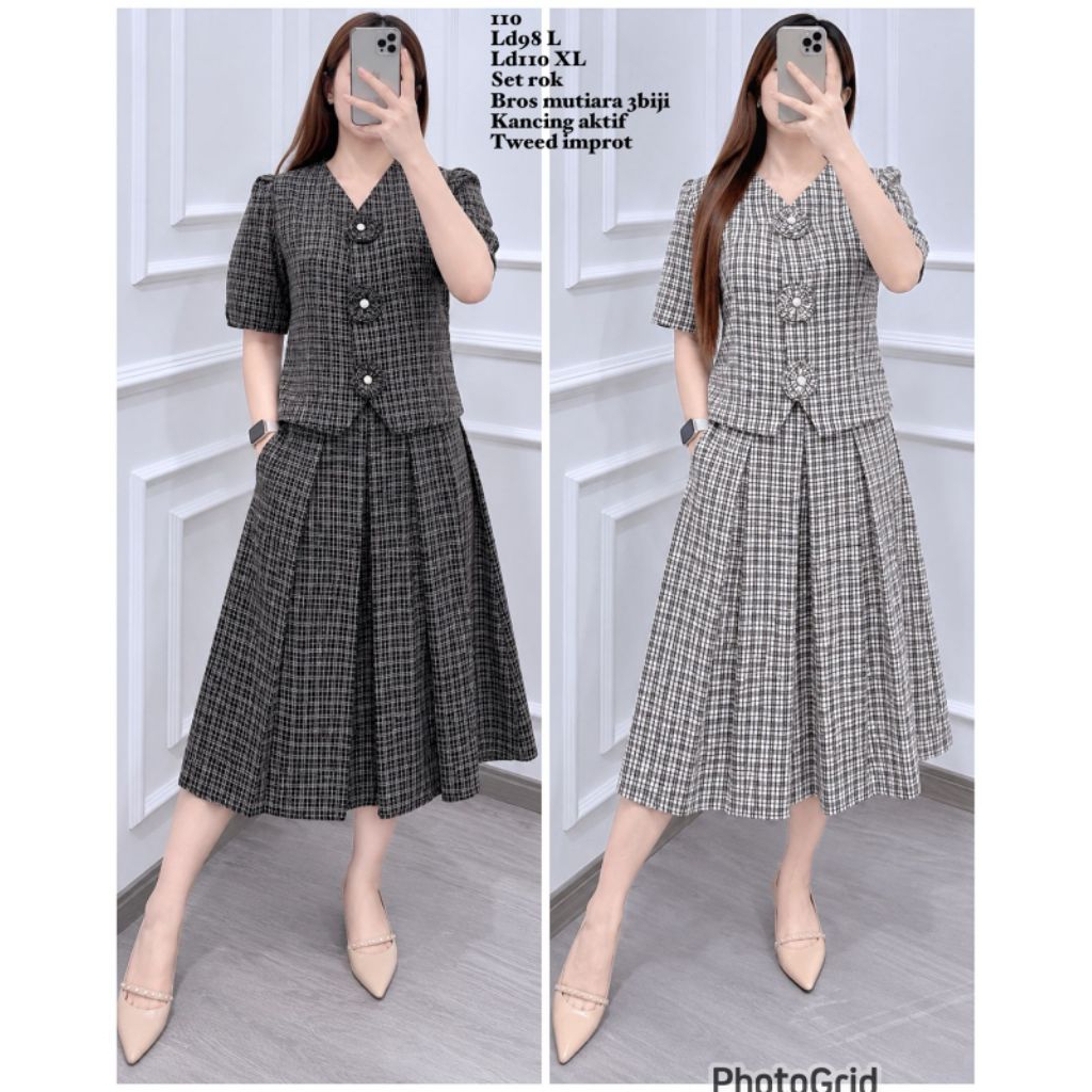 EVELYN set crop rok panjang