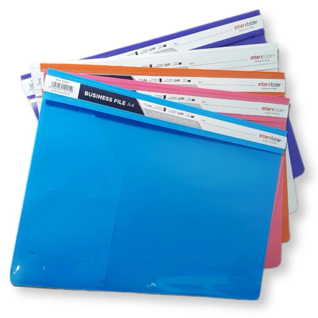 (1PCS)InterX Folder Business File Kantong Map Plastik Ukuran A4 - Map Folder Inter X - Map Folder Ke