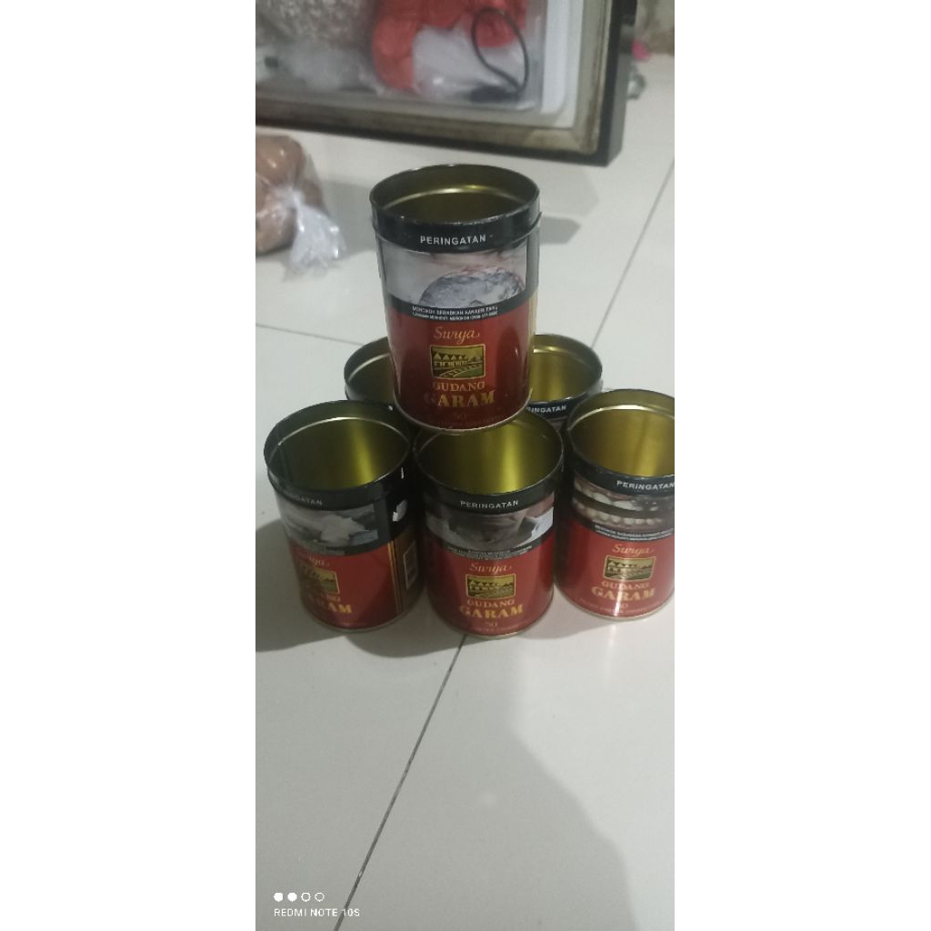 kaleng bekas surya tanpa tutup
