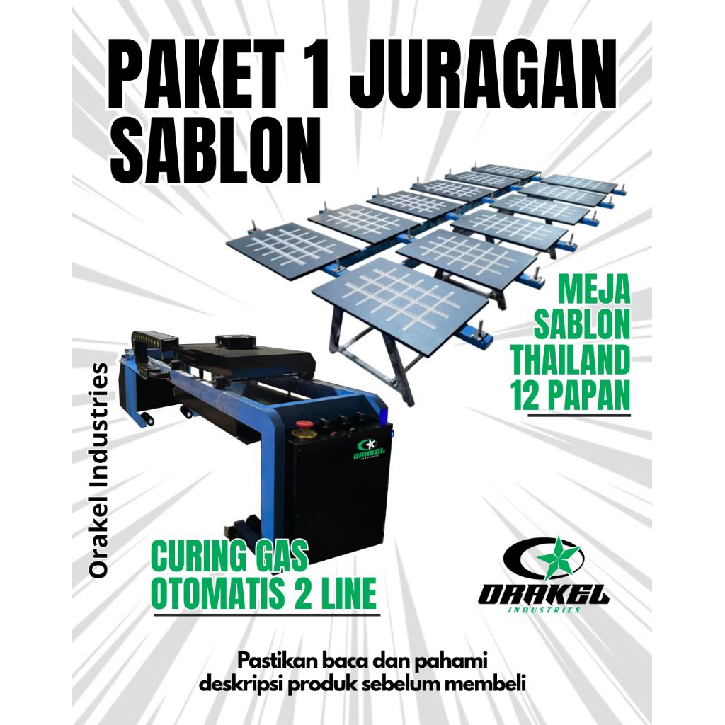 PAKET ALAT SABLON MEJA 12 PAPAN & CURING OTOMATIS - FREE ONGKIR SEJAWA