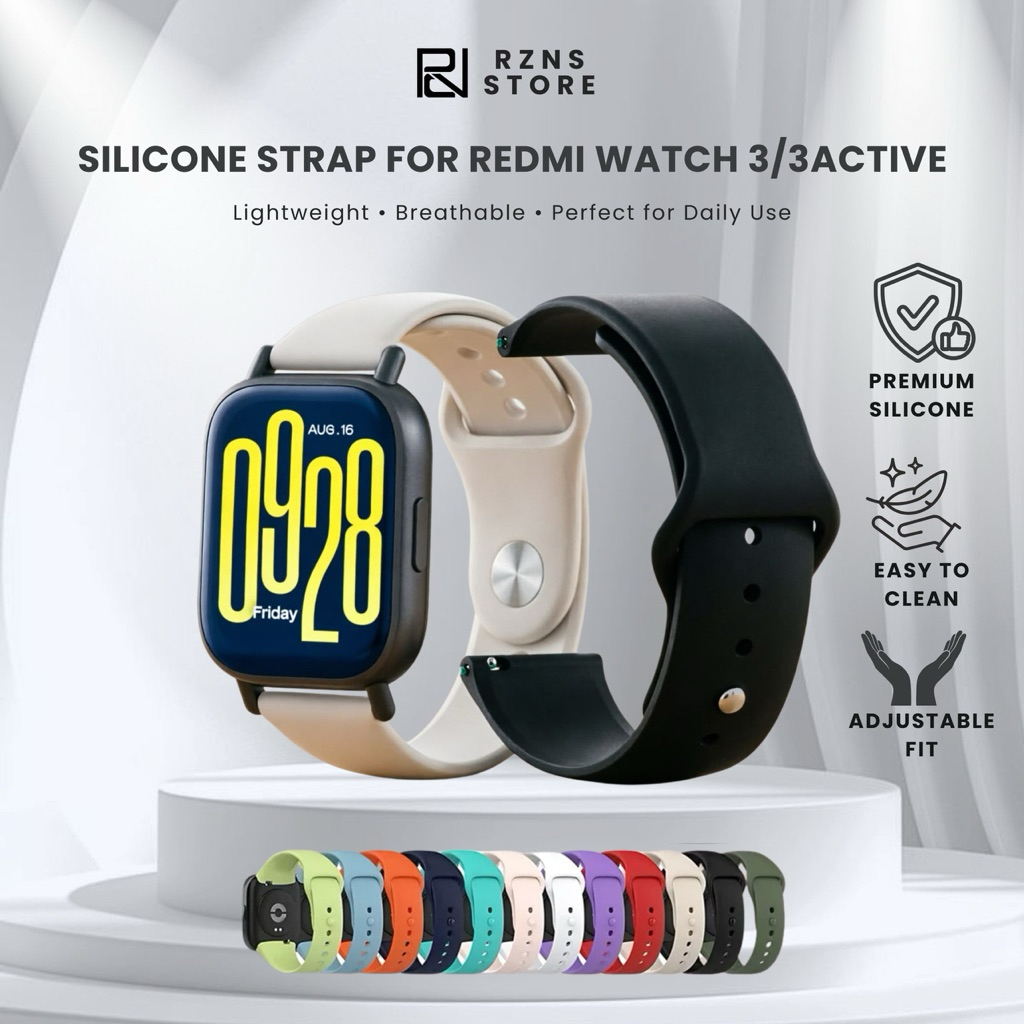 RZNS Silicone Strap Redmi Watch 3 / Redmi Watch 3 Active Polos Solid Tali Jam Xiaomi Redmi Watch 3 /