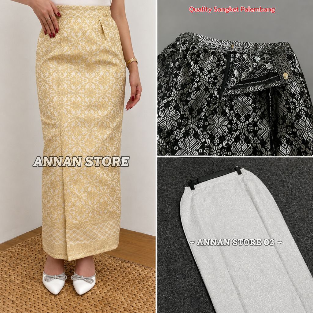 Rok songket span Kebaya || Rok songket span || Rok span songket wanita karet motif || bawahan kebaya