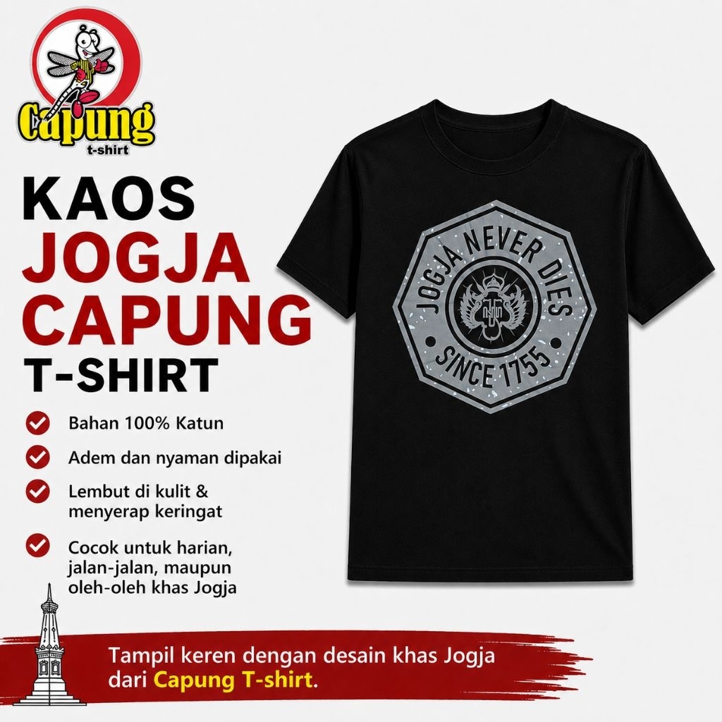 KAOS JOGJA ORIGINAL JOGJA KAOS JOGJA DEWASA WARNA HITAM KAOS JOGJA OLEH OLEH KHAS JOGJA KAOS JOGJA M