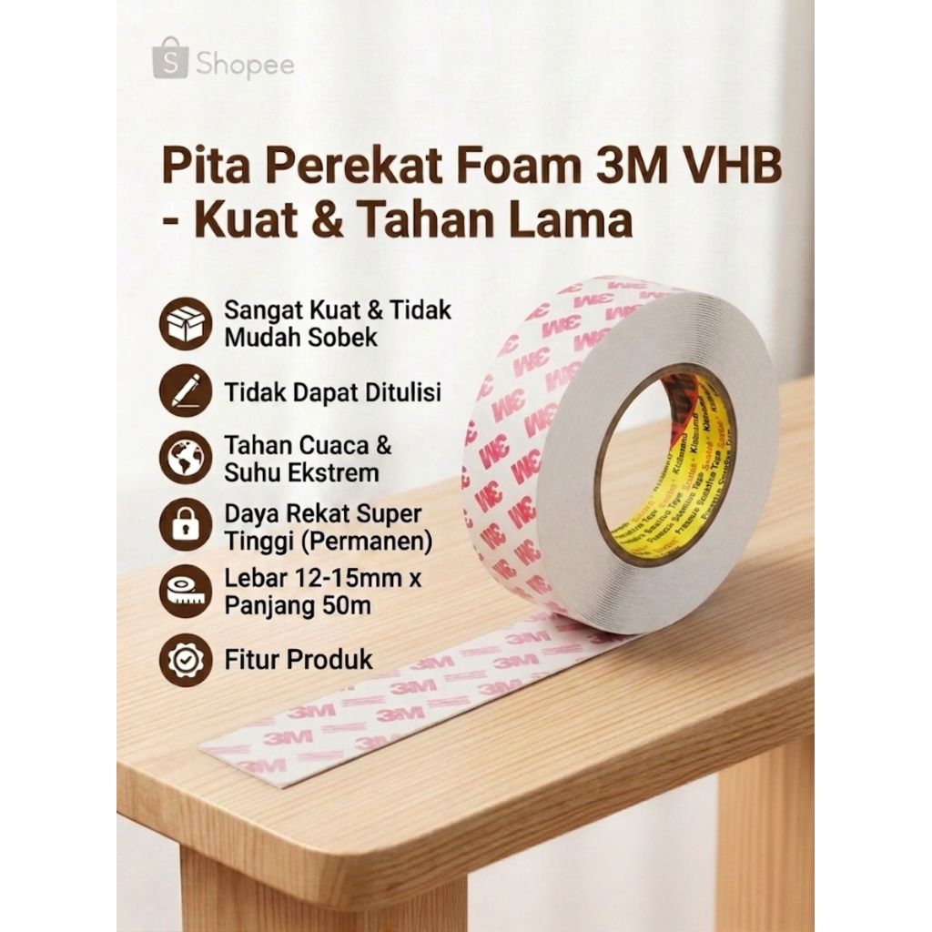Double Tape 3M Tissue Tape High Quality-Perekat Kuat &Serbaguna