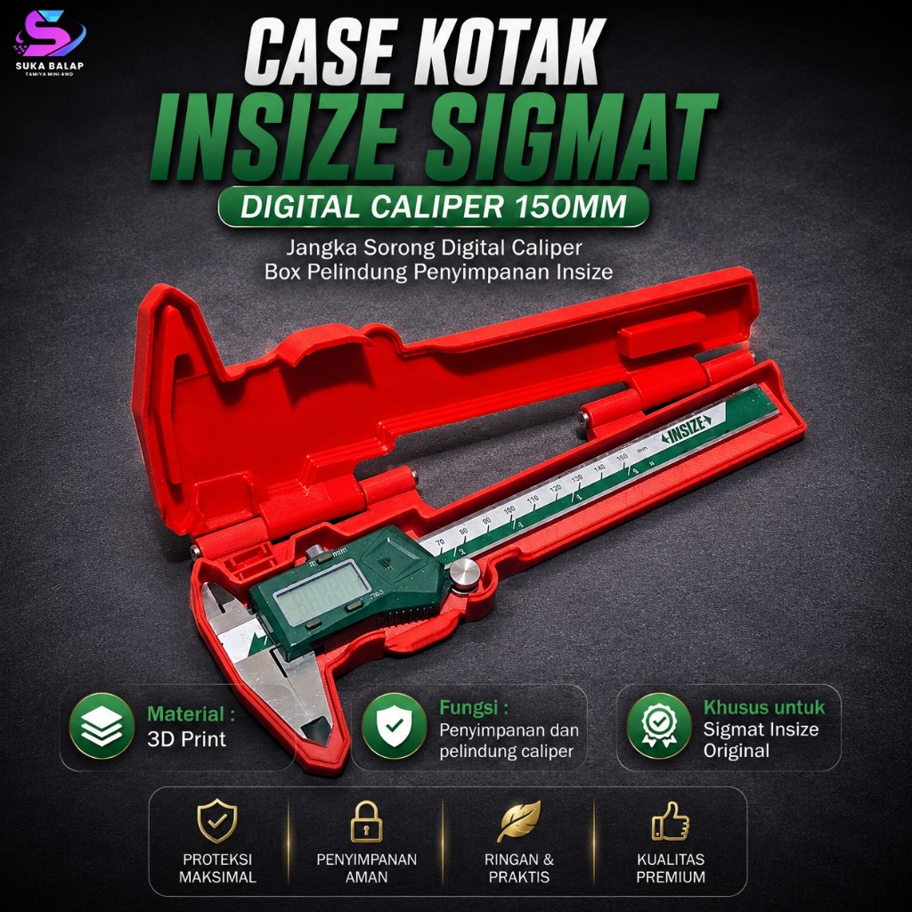 Case Kotak Sigmat Insize 150mm Jangka Sorong Digital Caliper Box Pelindung Penyimpanan Sigmat Insize