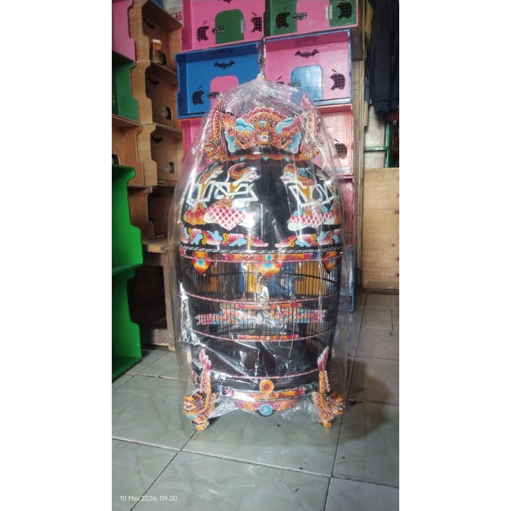 SANGKAR BURUNG PERKUTUT MAHKOTA SUPER UKIR NAGA
