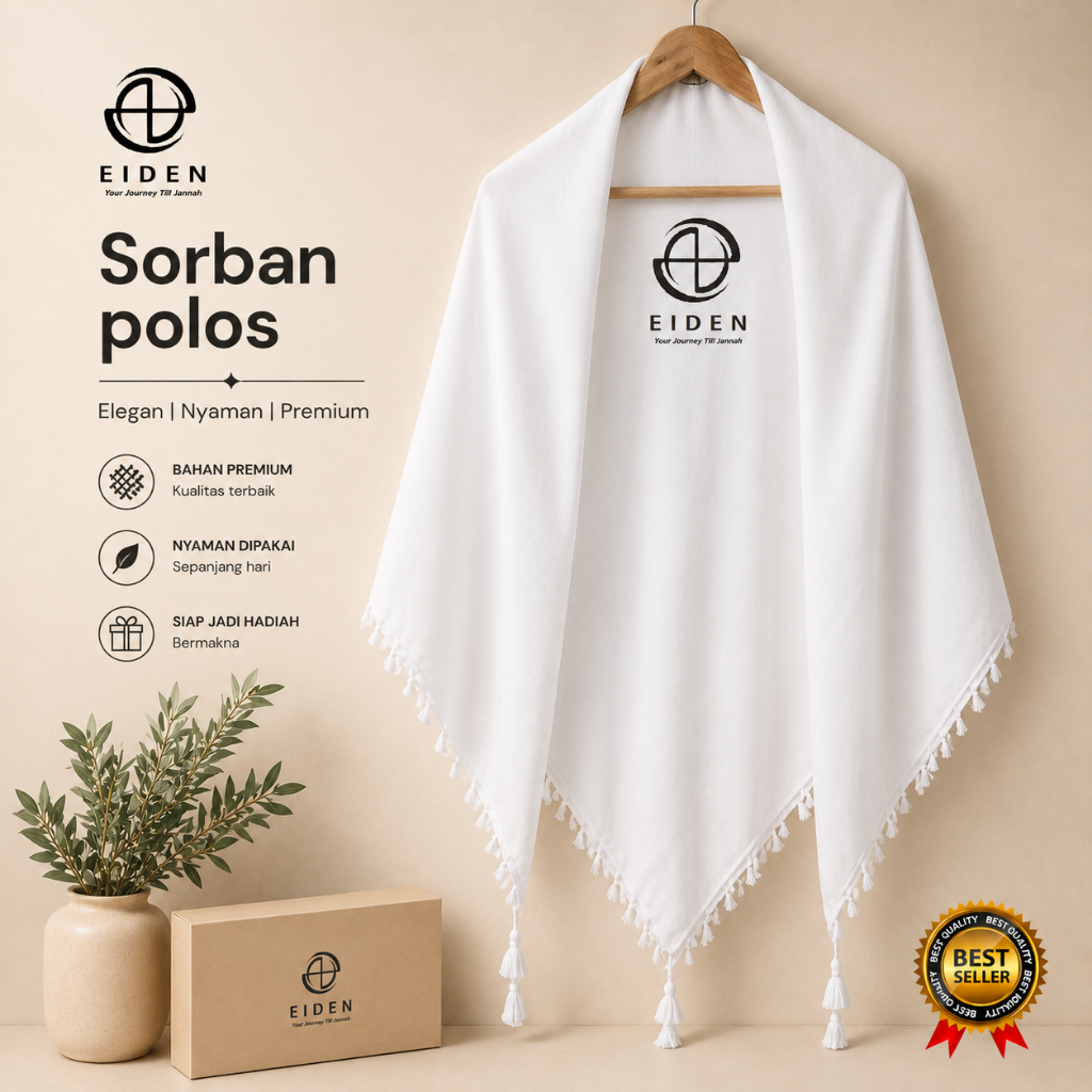 Kerudung Rumbai Wanita Segi Empat Polos Putih dan Hitam Bisa Buat Sorban Dan Outer Jilbab Atau Hijab