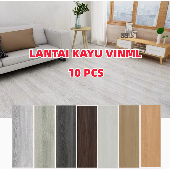 Paket 10 Pcs Stiker Lantai Vinyl Kayu Parquet Dengan Lem PVC High Quality Vinyl Lantai Parket Kayu