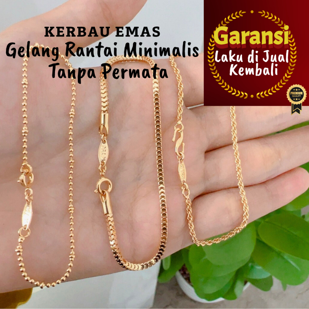 EL Gelang Rantai Minimalis Tanpa Permata Kerbau Emas