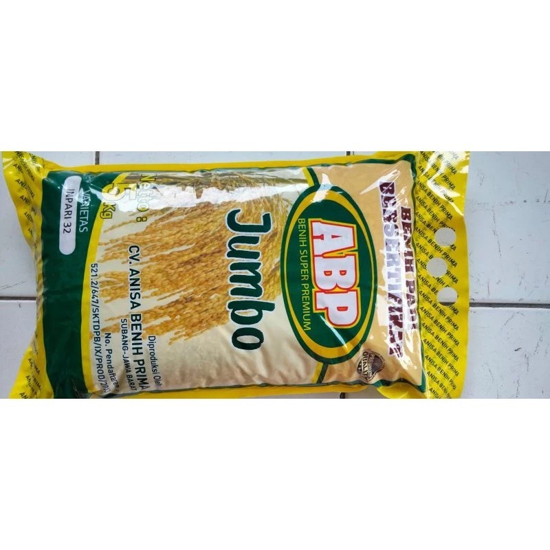 (ORIGINAL)Benih padi Inpari 32 Jumbo Bersertifikat Label ungu kemasan 5kg