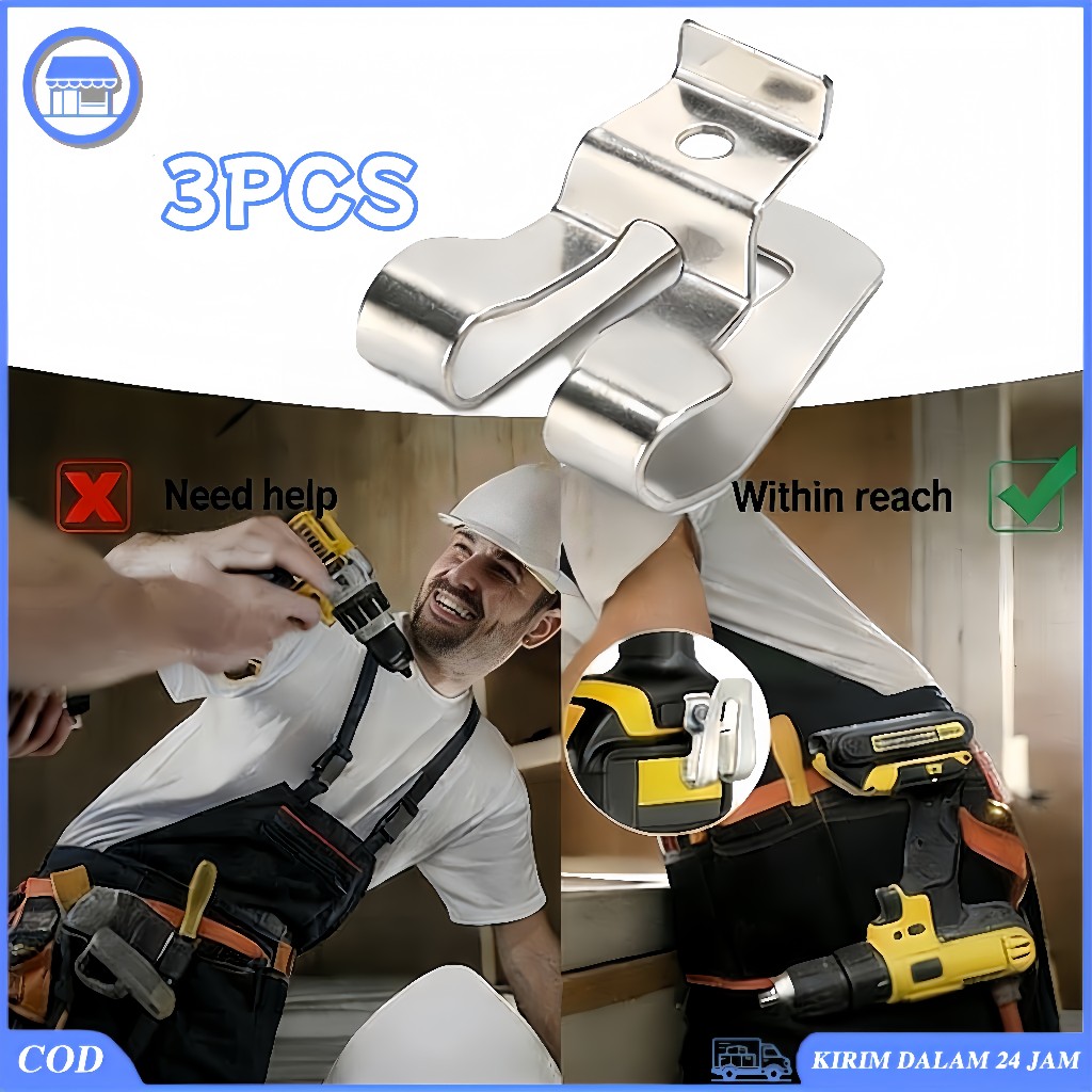3pcs Clip Belt Bor Cordless Impact Wrench Belt Clip Bor Belt Clip Impact Hook Cantolan Mesin Bor
