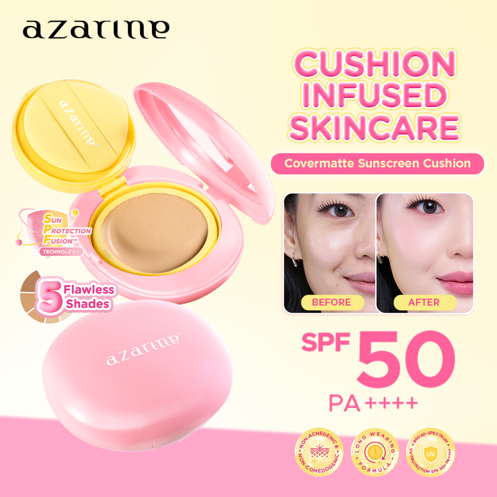 Azarine Covermatte Sunscreen Cushion SPF50+ PA++++ [11gr] Cushion Tahan Lama Zero Oxidation Flawless