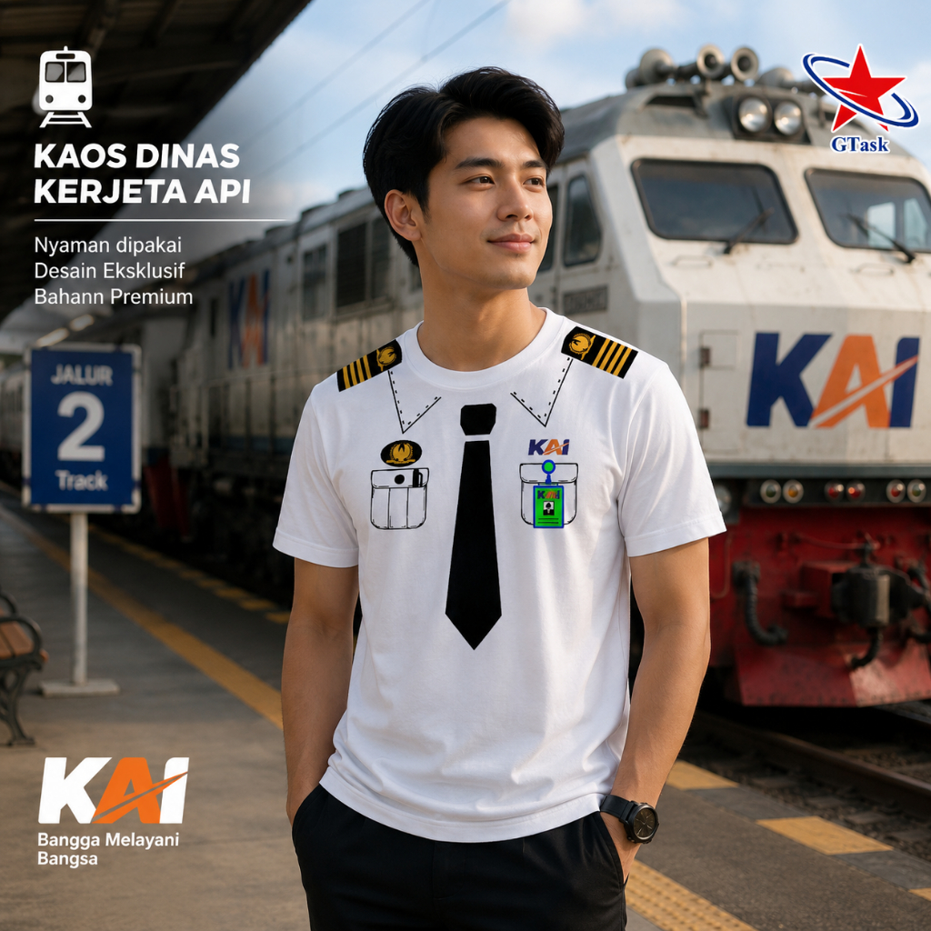 Kaos Seragam KAI / Baju Lucu Seragam Kereta Api Indonesia Keren Viral / Xshirt Terlaris