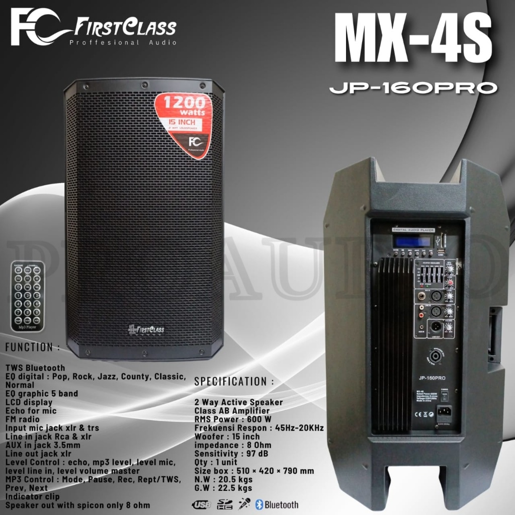 Speaker Aktif First Class MX 4 S / MX4S | JP 160 MX4 S / MX 4S | Speaker firstclass 15 inch 1200 WAT