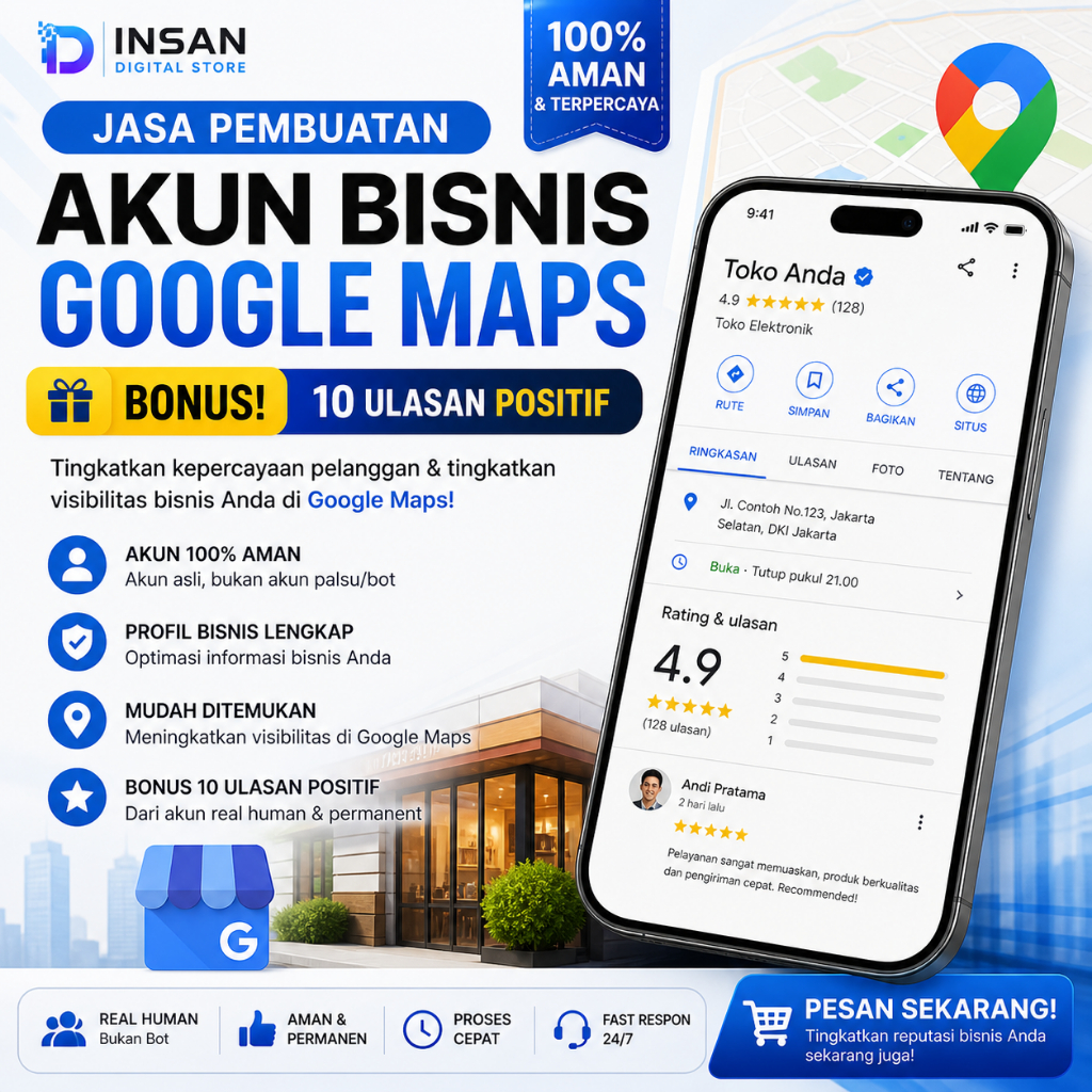 JASA PEMBUATAN AKUN BISNIS GOOGLE MAPS [BONUS 10 ULASAN POSITIF]